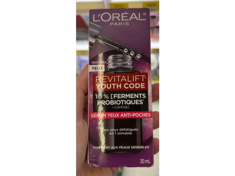 L'Oreal Paris Revitalift Youth Code De - Puffing Eye Serum​, 10% Probiotic Ferments + Caffeine, 20 mL