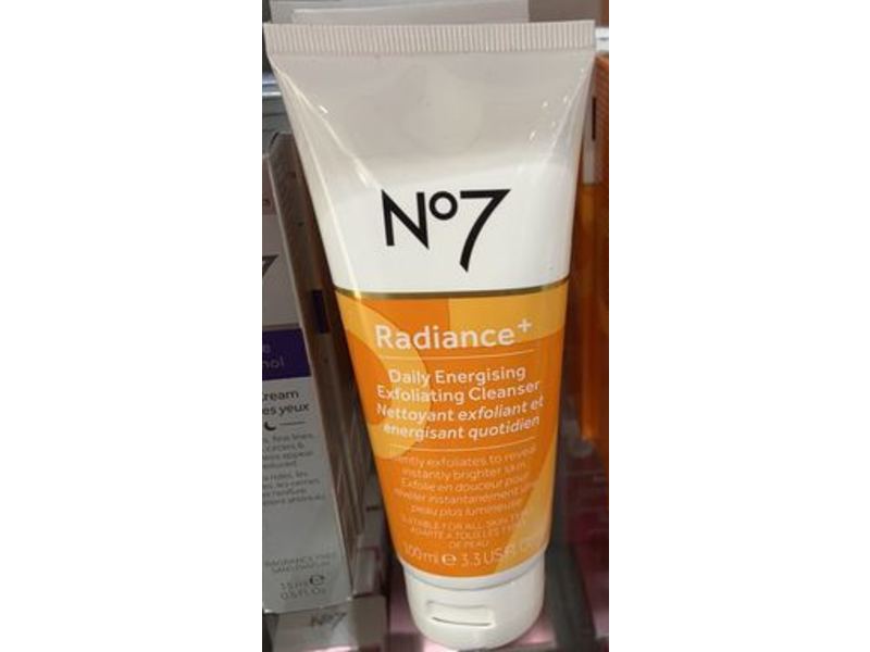 No7 Radiance+ Daily Energising Exfoliating Cleanser, 3.3 fl oz/100 mL