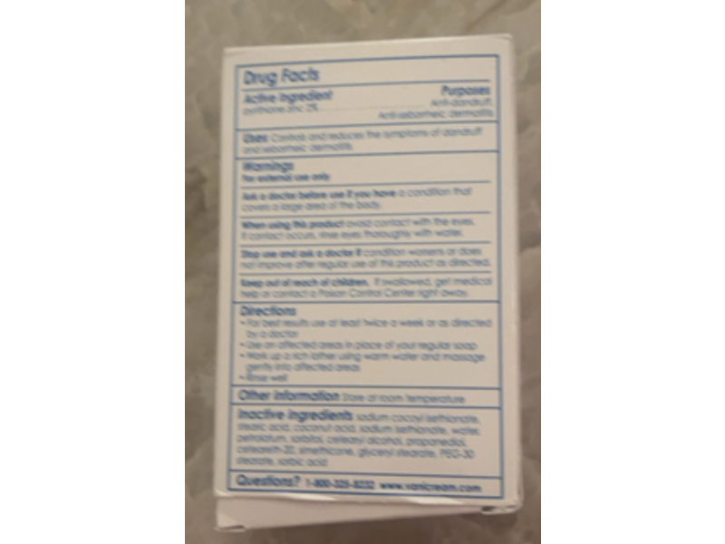 Vanicream Z-Bar Medicated Cleansing Bar, 3.5 oz/99 g