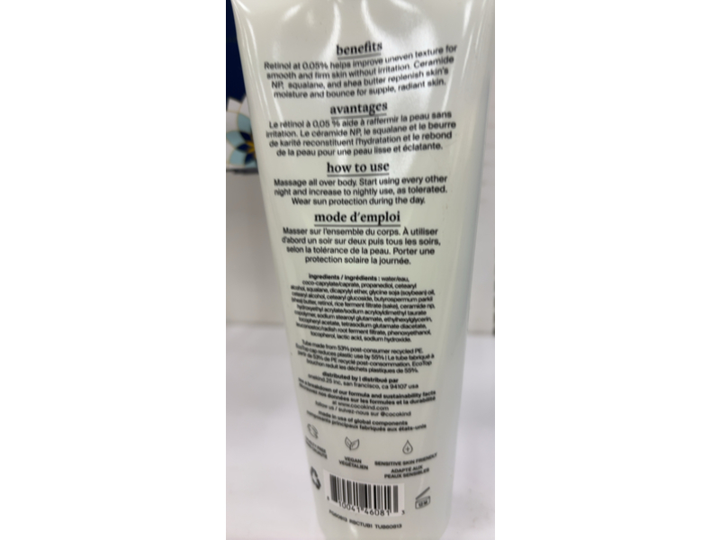Cocokind Retinol Body Cream, 8 fl oz/236 mL