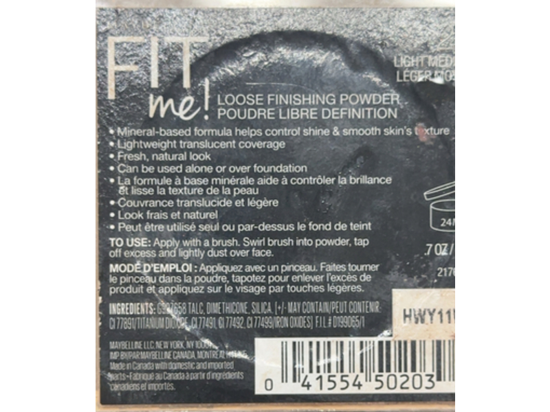 Maybelline Fit me Loose Finishing Powder, 20 Light Medium, 0.7 oz/20 g