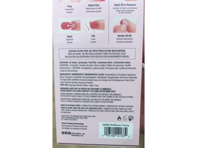 Dashing Diva Gloss UltraShine Gel Nail Strips Kit, Wallflower Frenzy, 32 Count