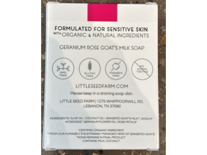 Little Seed Farm Farmstead Goat's Milk Soap, Geranium Rose, 4.75 oz/134 g, Pack Of 3