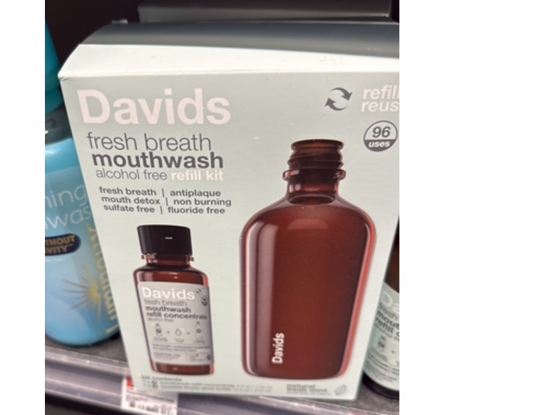 Davids Fresh Breath Mouthwash Refill Kit, Natural Fresh Mint