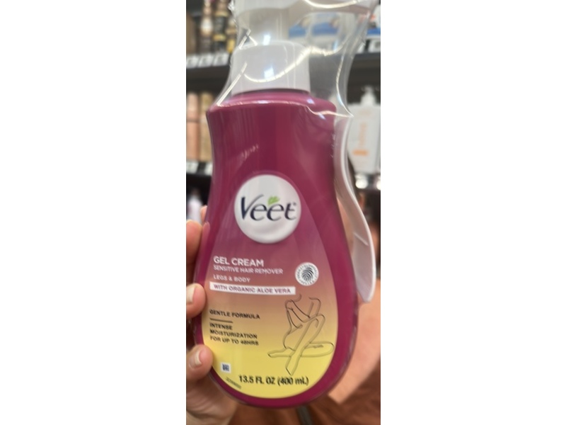 Veet Sensitive Hair Remover Gel Cream, Legs & Body, Organic Aloe Vera, 13.5 fl oz/400 mL