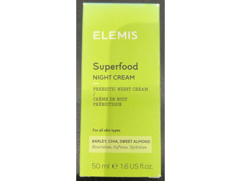 Elemis Superfood Pre - Biotic Night Cream, Barley + Chia + Sweet Almond, 1.6 fl oz/50 mL