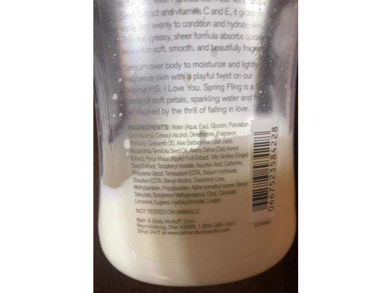 Bath & Body Works Spring Fling Body Lotion, P.S. I Love You, 8 fl oz/236 mL