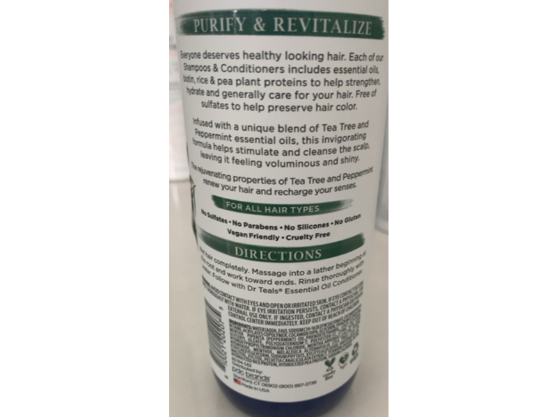 Dr Teal's Essential Oil Shampoo, Tea Tree & Peppermint, 16 fl oz/473 mL