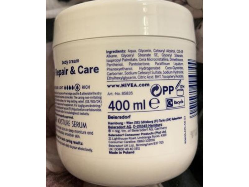 Nivea Repair & Care Body Cream Deep Moisture Serum, 400 mL
