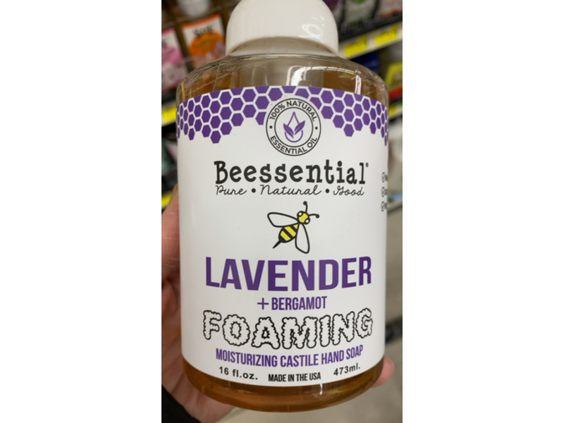 Beessential Foaming Moisturizing Castile Hand Soap, Lavender + Bergamot, 16 fl oz/473 mL