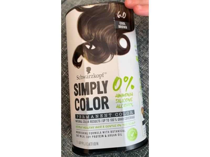 Schwarzkopf Simply Color Permanent Hair Color, 6.0 Cool Brown, 1 Application