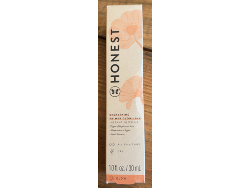 Honest Everything Glow + 2 Ha Primer, Hyaluronic Acid, Watermelon + Apple + Lentil Extracts, 1.0 fl oz/30 mL