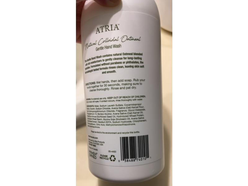 Atria Natural Colloidal Oatmeal Gentle Hand Wash, 32 fl oz/946 mL