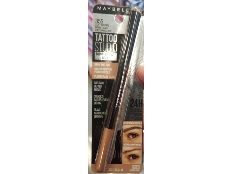 Maybelline New York Tattoo Studio Brow Tint Pen, 355 Soft Brown, 0.037 fl oz//1.1 mL