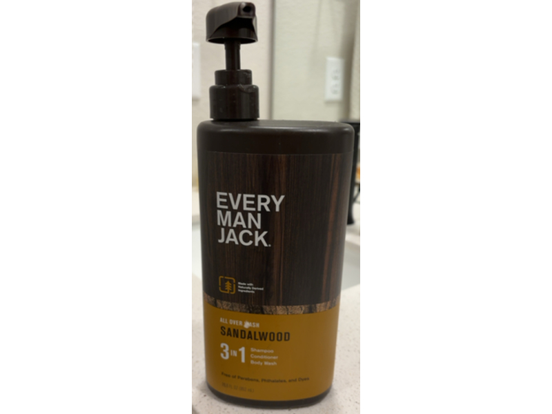 Every Man Jack 3 In 1 All Over Wash, Sandalwood, 28.8 fl oz/852 mL