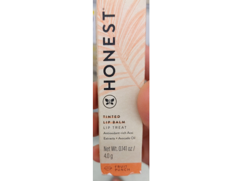 Honest Tinted Lip Balm, Antioxidant-Rich Acai Extracts + Avocado Oil, Fruit Punch, 0.141 oz/4.0 g