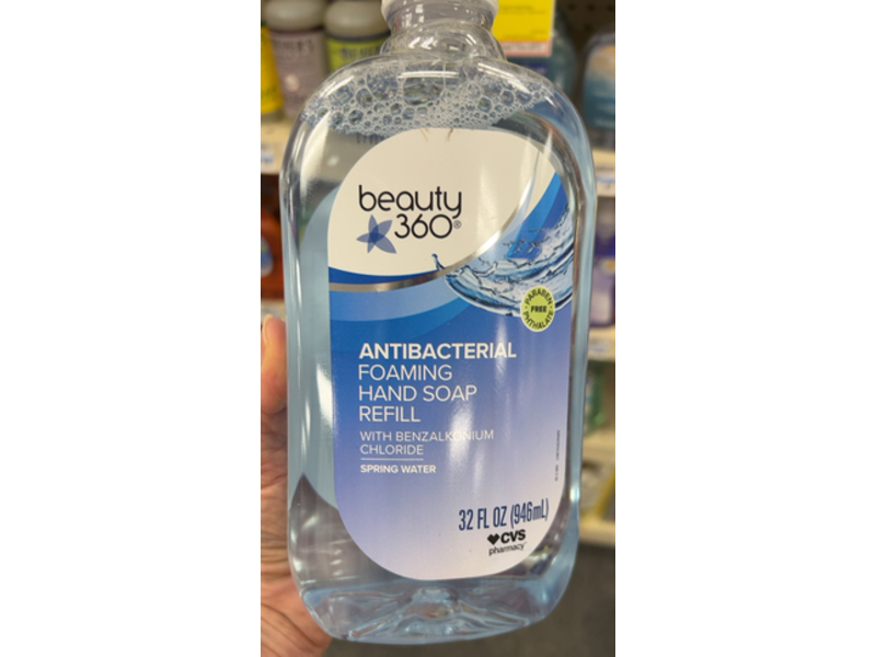 Beauty 360 Antibacterial Foaming Hand Soap Refill, Spring Water, 32 fl oz/946 mL