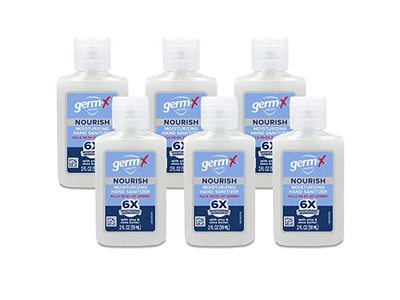 Germ-X Nourish Hand Sanitizer, Aloe & Shea Butter, 2 fl oz/59 mL, Pack Of 6