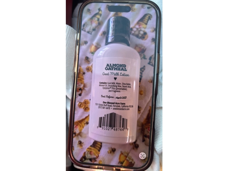 One Blessed Acre Farm Goat Milk Lotion, Almond Oatmeal, 8 fl oz/236 mL