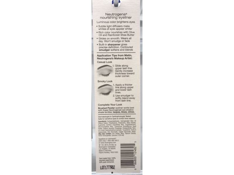 Neutrogena Nourishing Eye Liner, Brushed Pewter 20, 0.01 oz/0.2 g, Pack Of 2