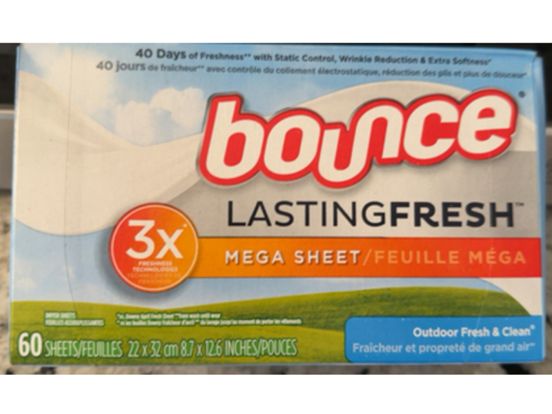 Bounce Lasting Fresh Mega Sheets, Outdoor Fresh & Clean Scent, 60 Count