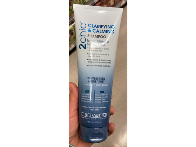 Giovanni 2chic Clarifying & Calming Shampoo, Wintergreen + Blue Tansy, 8.5 fl oz/250 mL