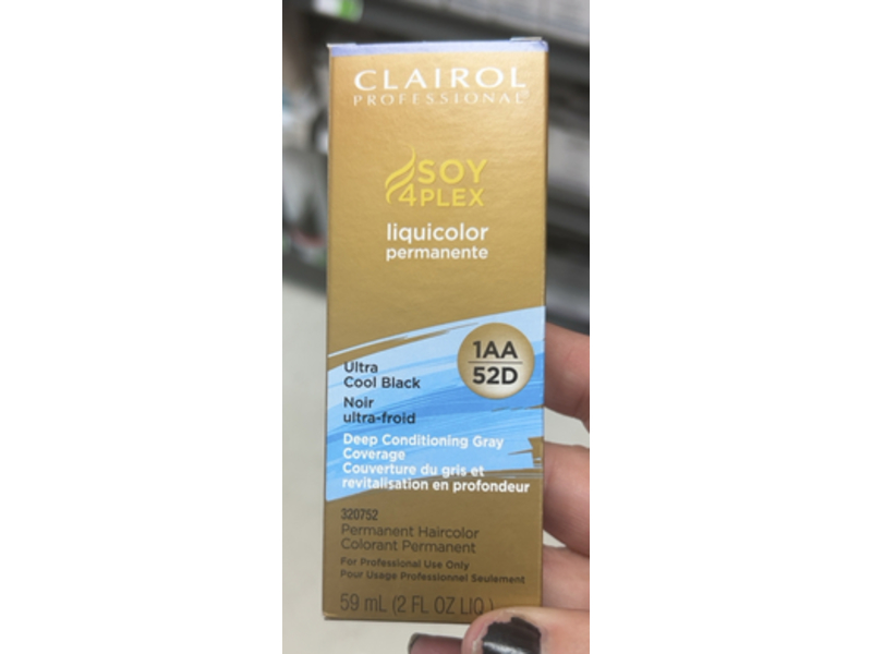 Clairol Professional Permanent Liquicolor, 1AA/52D Ultra Cool Black, 2 fl oz/59 mL