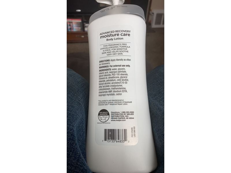 Meijer Advanced Recovery Moisture Care Body Lotion, Fragrance Free, 24.5 fl oz/725 mL