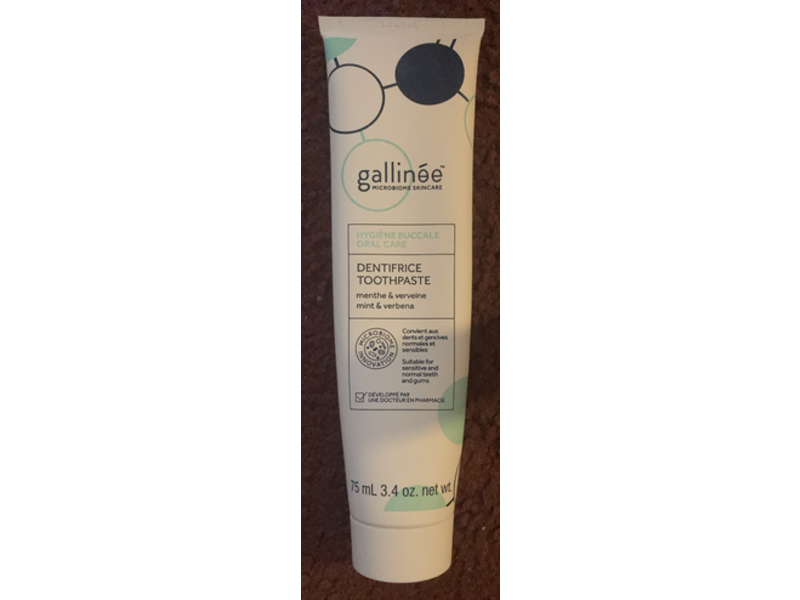 Gallinee Oral Care Prebiotic Toothpaste, Mint & Verbena, 3.4 fl oz/75 mL