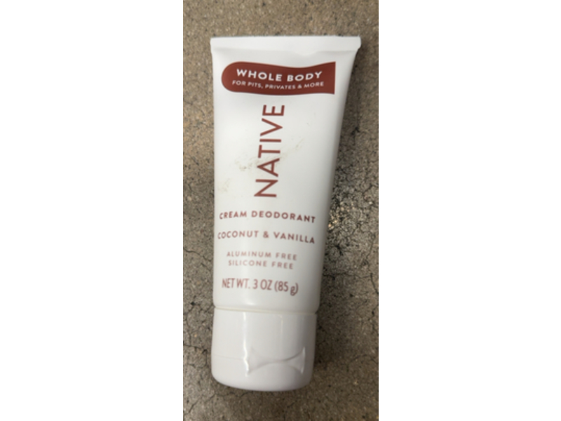 Native Whole Body Cream Deodorant, Coconut & Vanilla, 3 oz/85 g