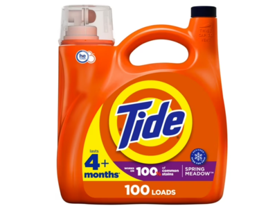 Tide Liquid Laundry Detergent, Spring Meadow, 100 Loads, 132 fl oz/3.9 L