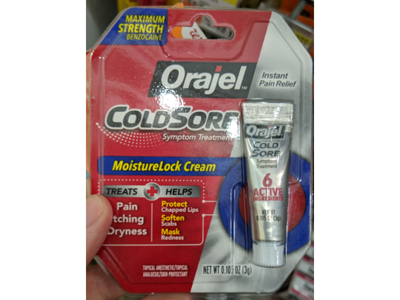 Orajel Cold Sore Symptom Treatment Moisturelock Cream, 0.105 oz/3 g
