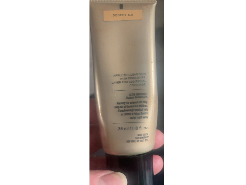 Bareminerals Complexion Rescue Tinted Hydrating Sunscreen Gel Cream, SPF 30, Desert 6.5, 1.18 fl oz/35 mL