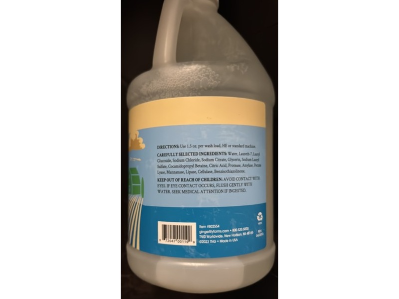 Ginger Lily Farms Botanicals Plant-Based Laundry Detergent, Free & Clear, 85 Loads, 128 fl oz/3.78 L