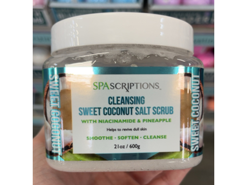 Spascriptions Cleansing Sweet Coconut Salt Scrub, Niacinamide & Pineapple, 21 oz/600 g