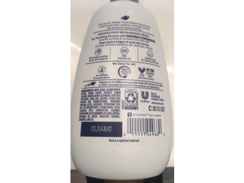 Dove Prebiotic Boost Soothing Therapy Hand Wash, Oatmeal + Ceramides, 12 fl oz/355 mL