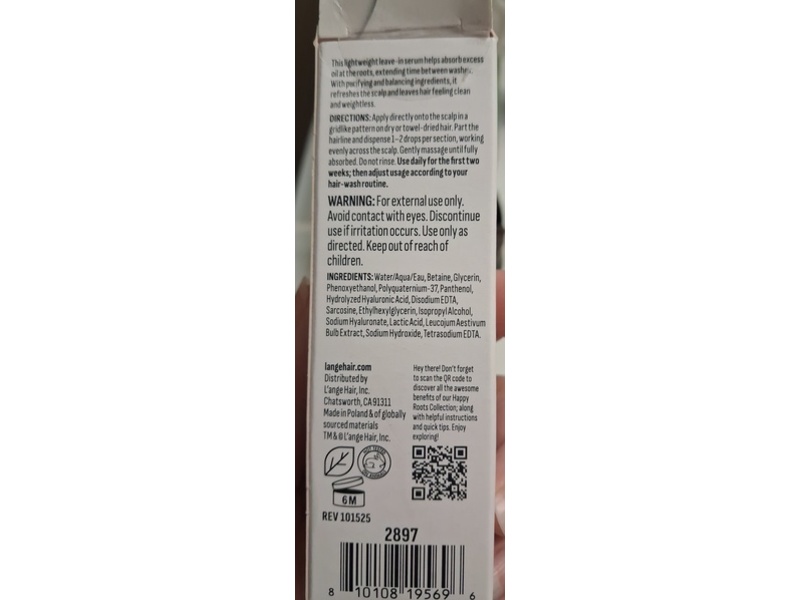 L'Ange Happy Roots Oil Control Scalp Serum, 0.91 fl oz/27 mL
