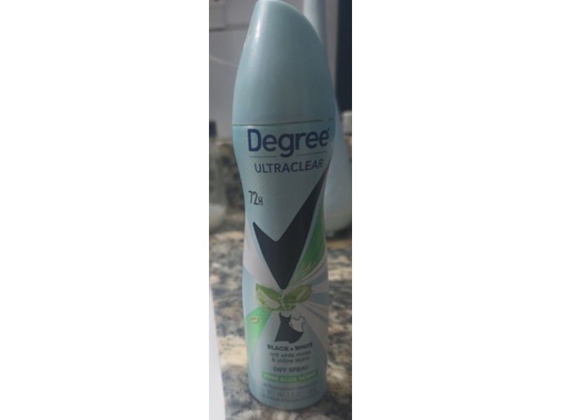 Degree Ultraclear Black + White Antiperspirant Deodorant Dry Spray, Pure Aloe Scent, 3.8 oz/107 g, Pack Of 4