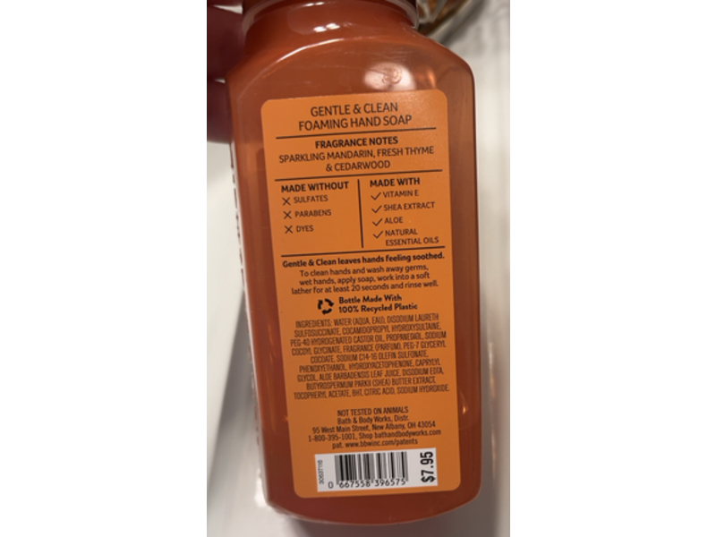 White Barn Gentle & Clean Foaming Hand Soap, Kitchen Mandarin, 8.75 fl oz/259 mL, Pack Of 2