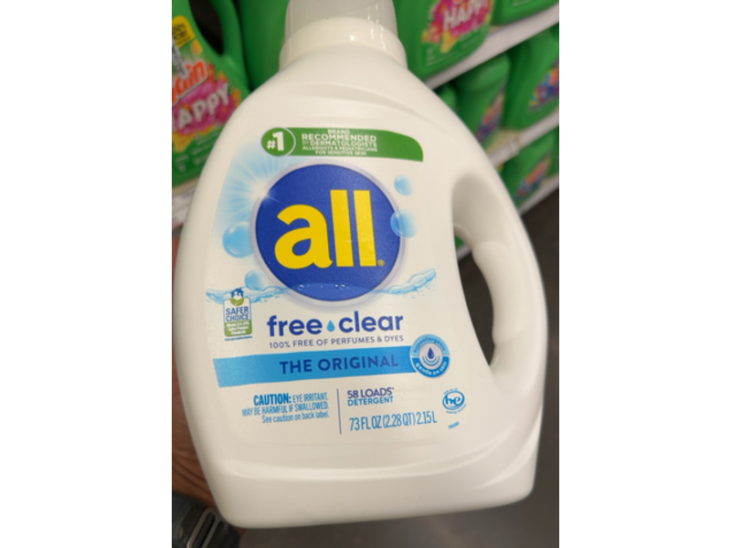 All The Original Liquid Laundry Detergent, Free Clear, 58 Loads, 73 fl oz/2.15 L