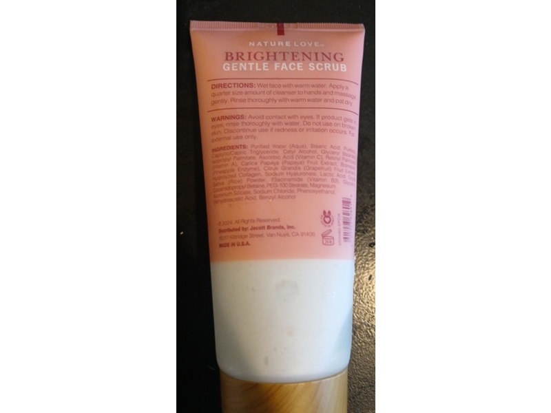 Nature Love Brightening Gentle Face Scrub, Vitamin C + Hyaluronic Acid, 6 oz/170 g