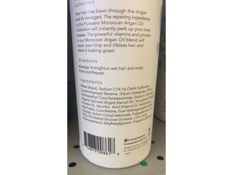 Purezero Clean Beauty Repairing Shampoo, Moroccan Argan Oil, 20 fl oz/591 mL