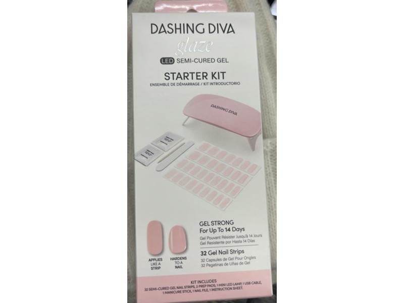 Dashing Diva Glaze LED Semi-Cured Gel Starter Kit, Pale Blush, 32 Count