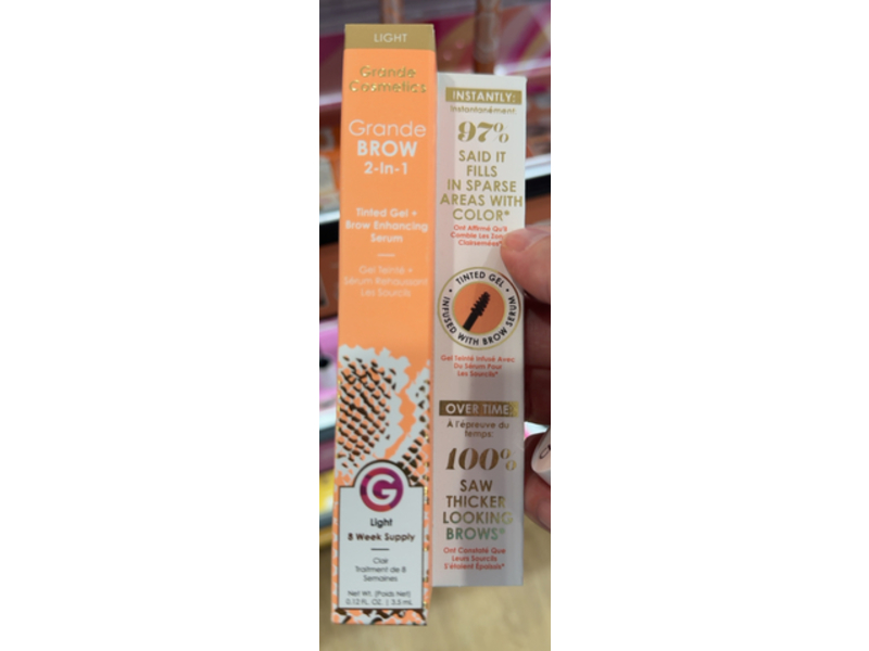Grande Brow 2-In-1 Tinted Gel + Brow Enhancing Serum, Light, 0.12 fl oz/3.5 mL