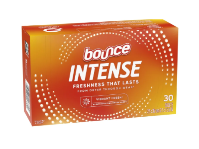 Bounce Intense Dryer Sheet, Vibrant Fresh, 30 Count