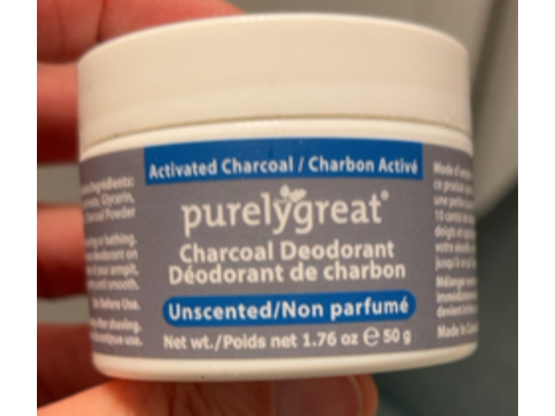 Purelygreat Charcoal Deodorant, 1.76 oz/50 g