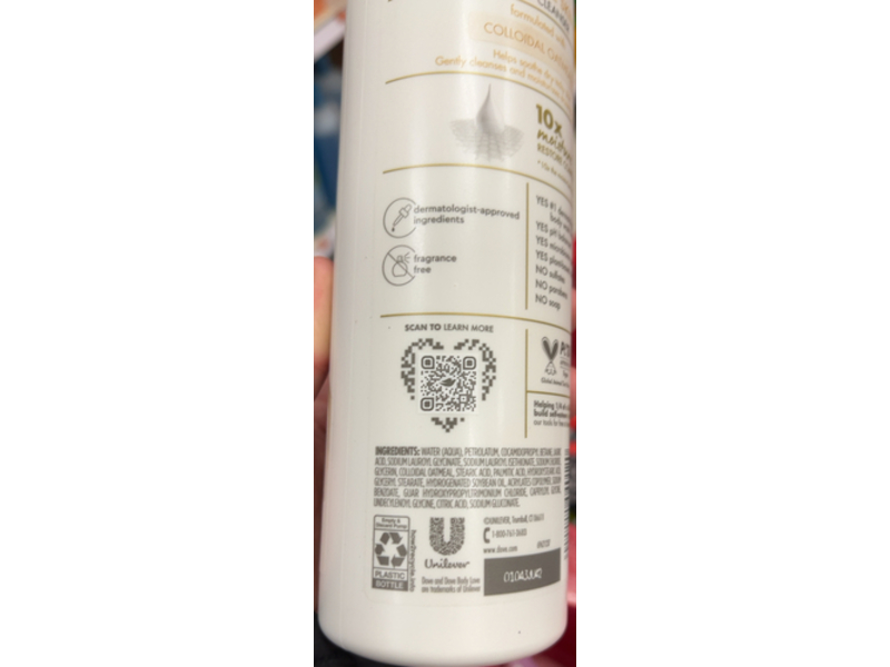 Dove Body Love Eczema-Prone Skin Care Body Cleanser, Collodial Oatmeal, 17.5 fl oz/517 mL