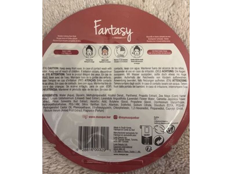 Fantasy By Masque Bar Reindeer Calming Sheet Mask, 0.71 fl oz/21 mL