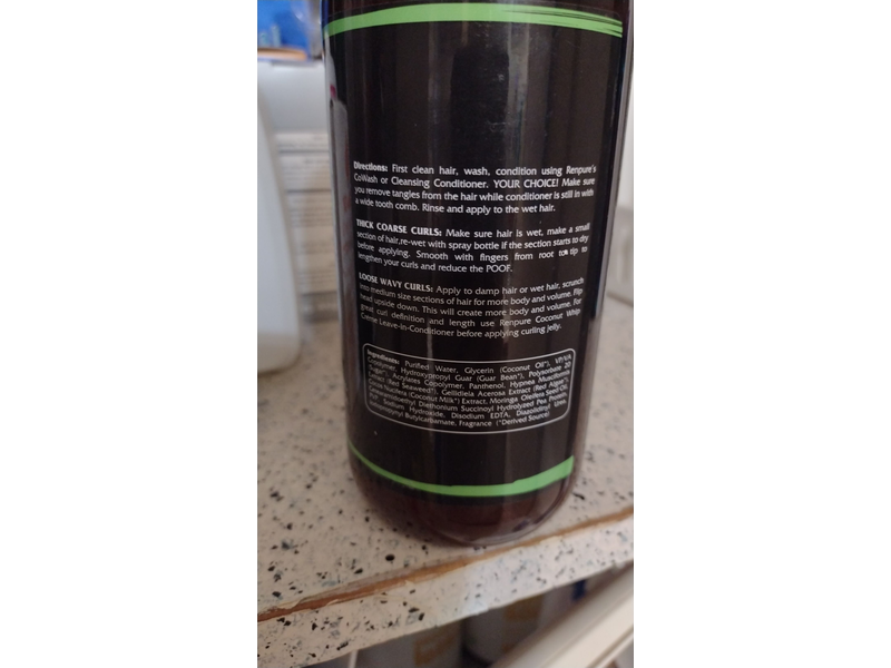 RENPURE Creme Curling Jelly Styling Hair Gel, Coconut, Basic, 16 Fl Oz