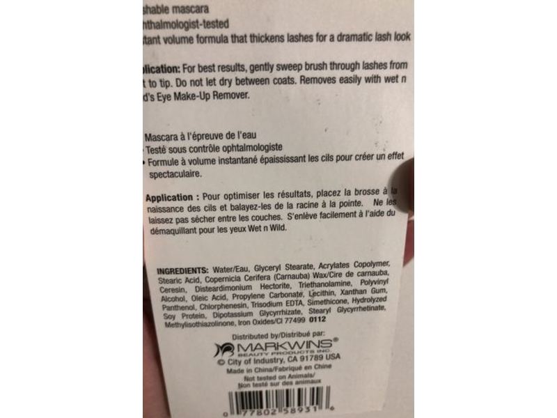 Wet N Wild Mega Plump Mascara, C893A Very Black, 0.30 fl oz/9 mL